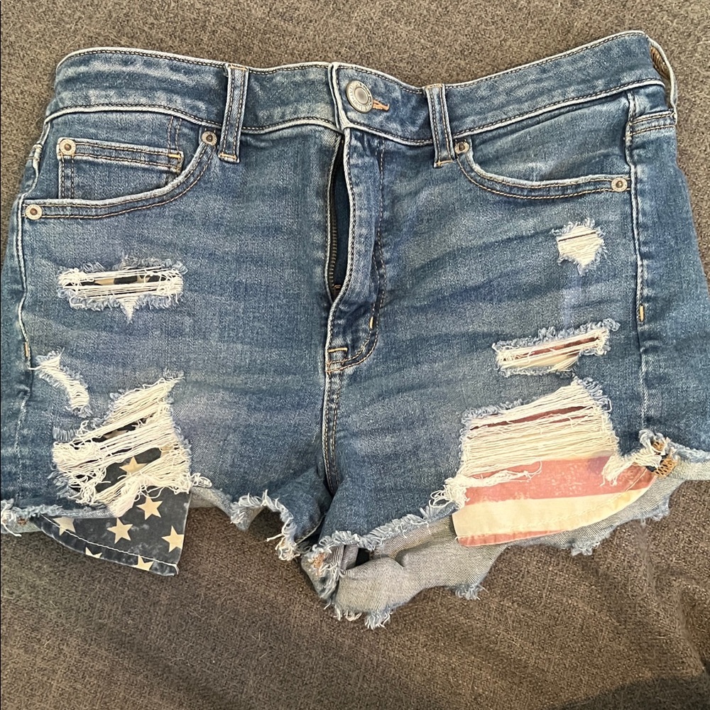 American Eagle Outfitters Blue Distressed Jean Shorts